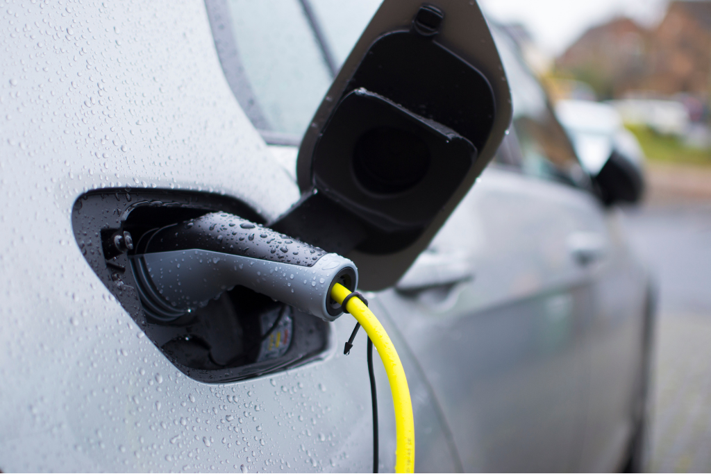 ev charger plugged into car